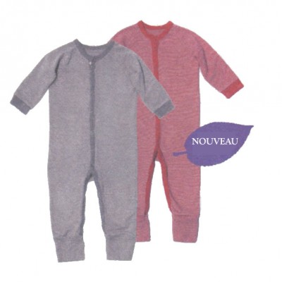 Pyjama Grenouillière coton biologique rayures fines en 2 couleurs - Vêtement bébé bio